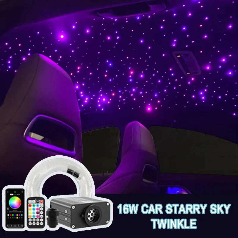 16W Twinkle Starry Sky Car Star Ceiling  Light  Fiber Optic Light Led  Star Roof Interior Atmosphere Light Car Home Decor