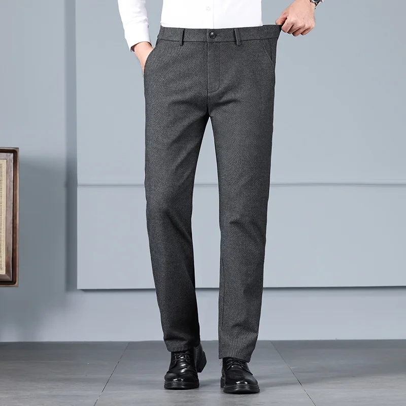 Cotton Elastic Business Trousers Men's High-End Quality Straight All-Matching Office Loose Professional Casual Trousers