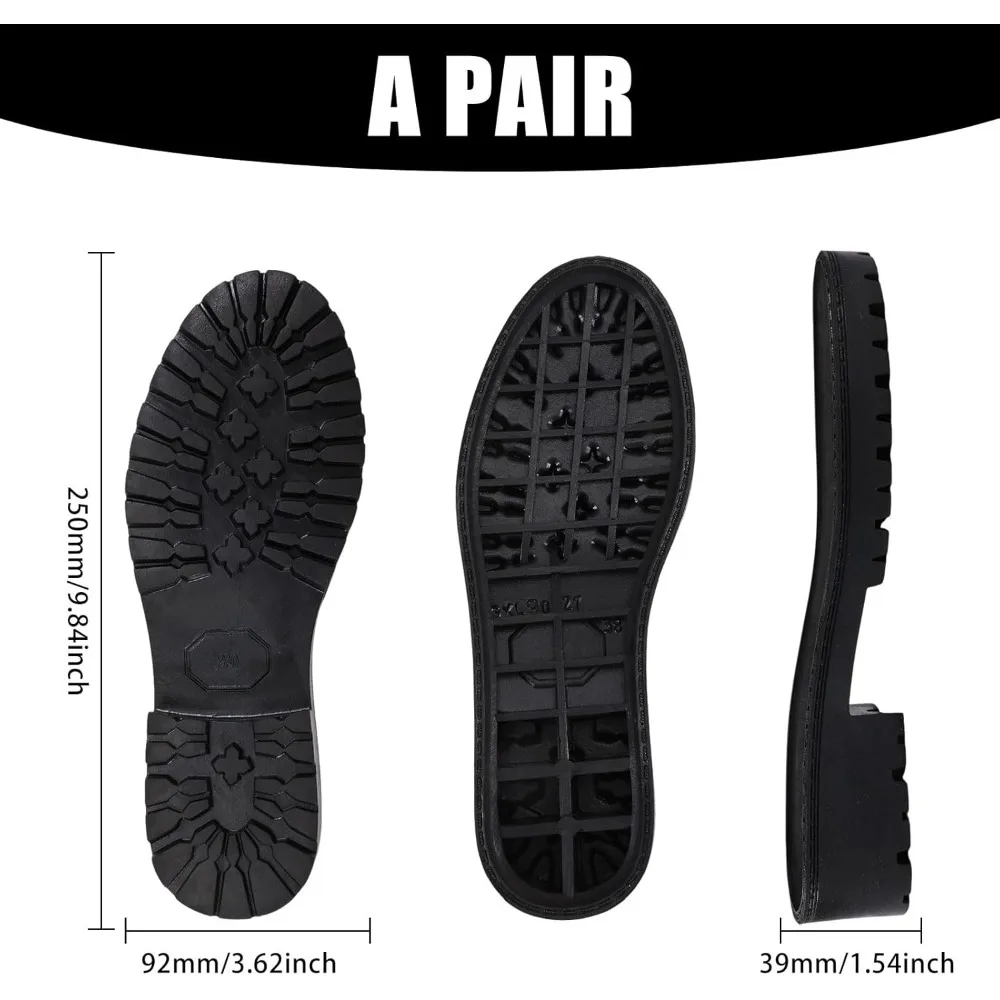 Shoe Replacement Rubber Soles for DIY Shoes 1 Pair Rubber Full Out Sole Wear Resistant Shoes Sole Raised Shoes Sole