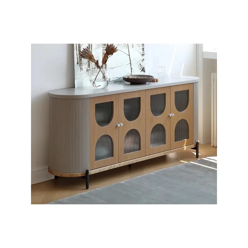 American retro French cream style solid wood chest side locker