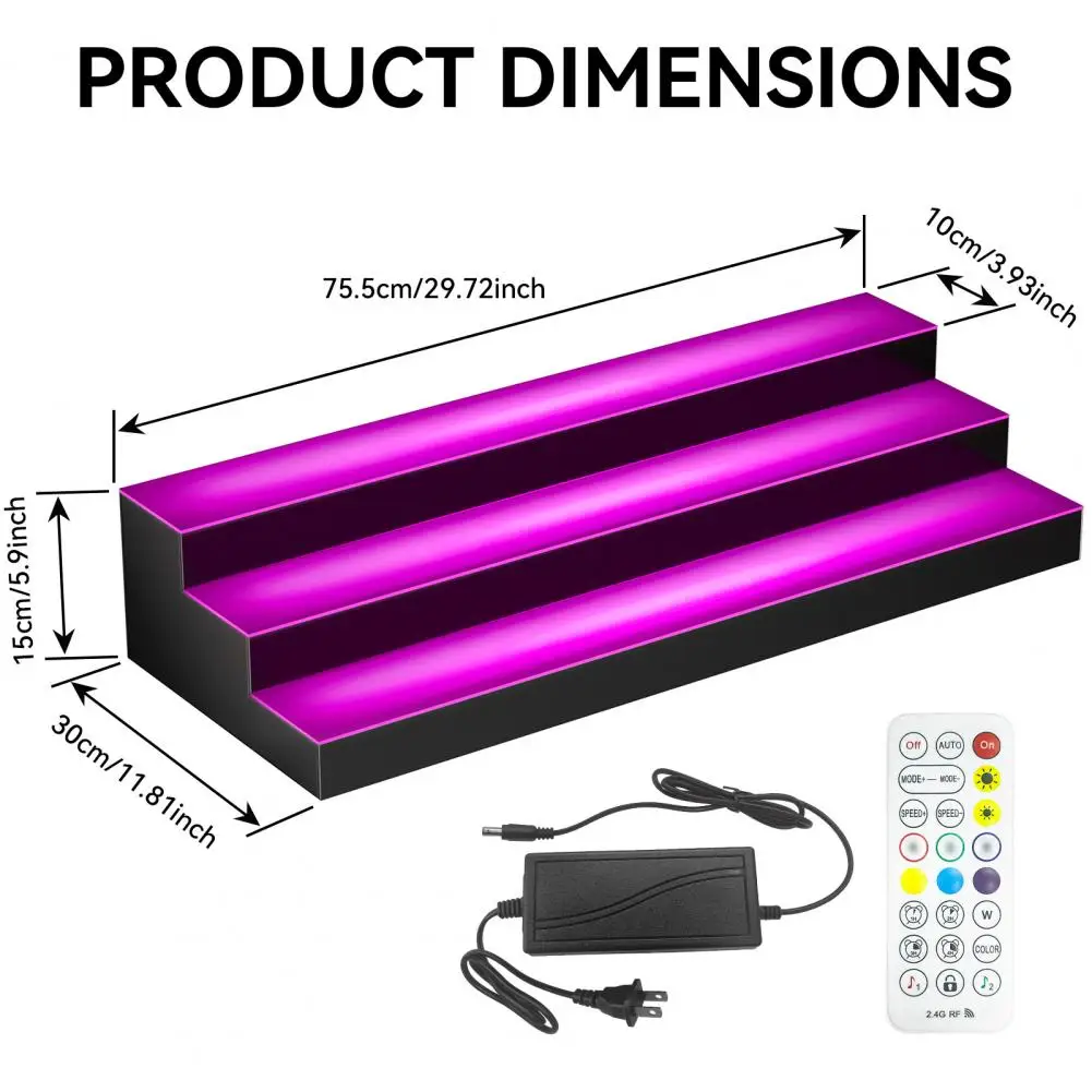 

3-Tier LED Acrylic Wine Rack 30 Inch,7 Color App Remote Timer Control Hold 24 Bottles,Modern Display Shelf for Bar Party Decor