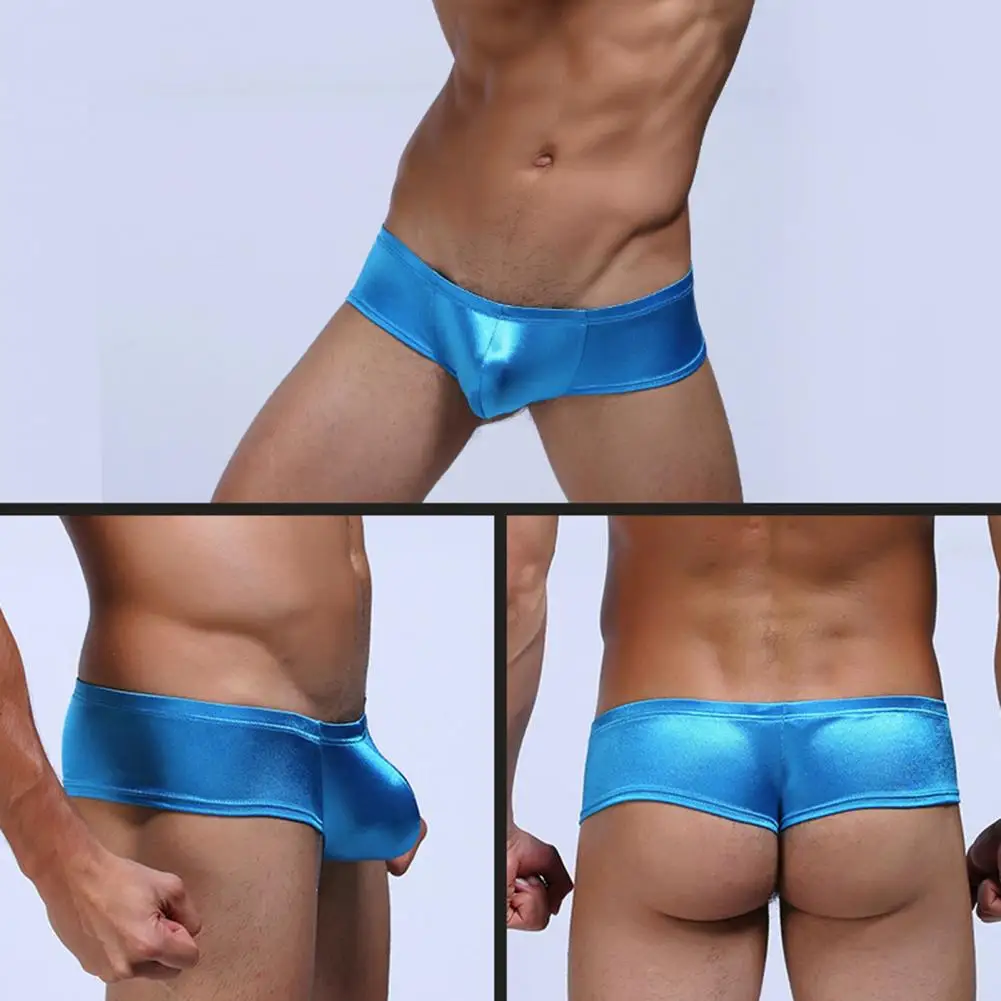

Convenient Men Undergarments Men Nylon Spandex Briefs Men's Low-rise U-convex Breathable Boxer Briefs Solid Color High for Daily