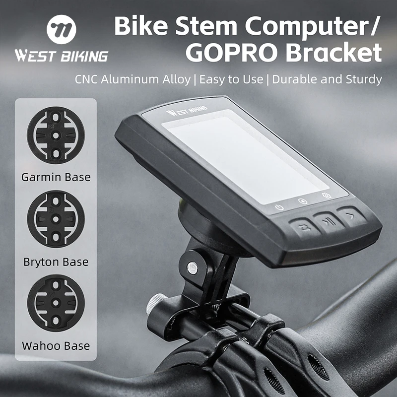 

WEST BIKING Bicycle Computer Adaptor Stem Mount /Durable CNC Aluminum Alloy Stand Fits GoPro Bracket Stopwatch MTB Bike Parts