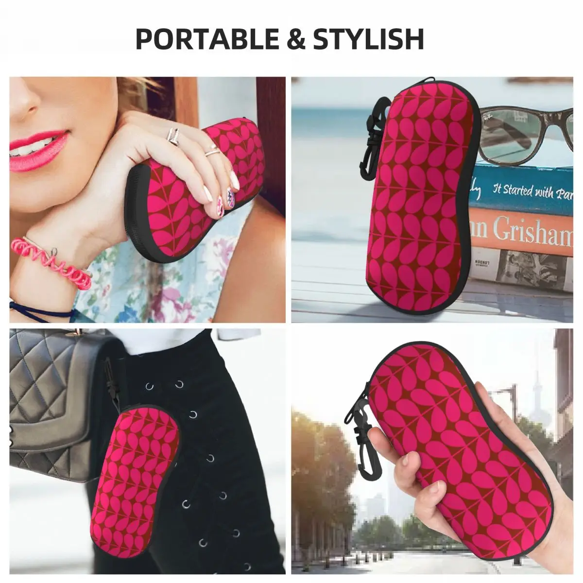 Custom Solid Stem Cerise Pink Shell Glasses Case Unisex Cool Orla Kiely Eyeglasses Case Sunglasses Protector Box