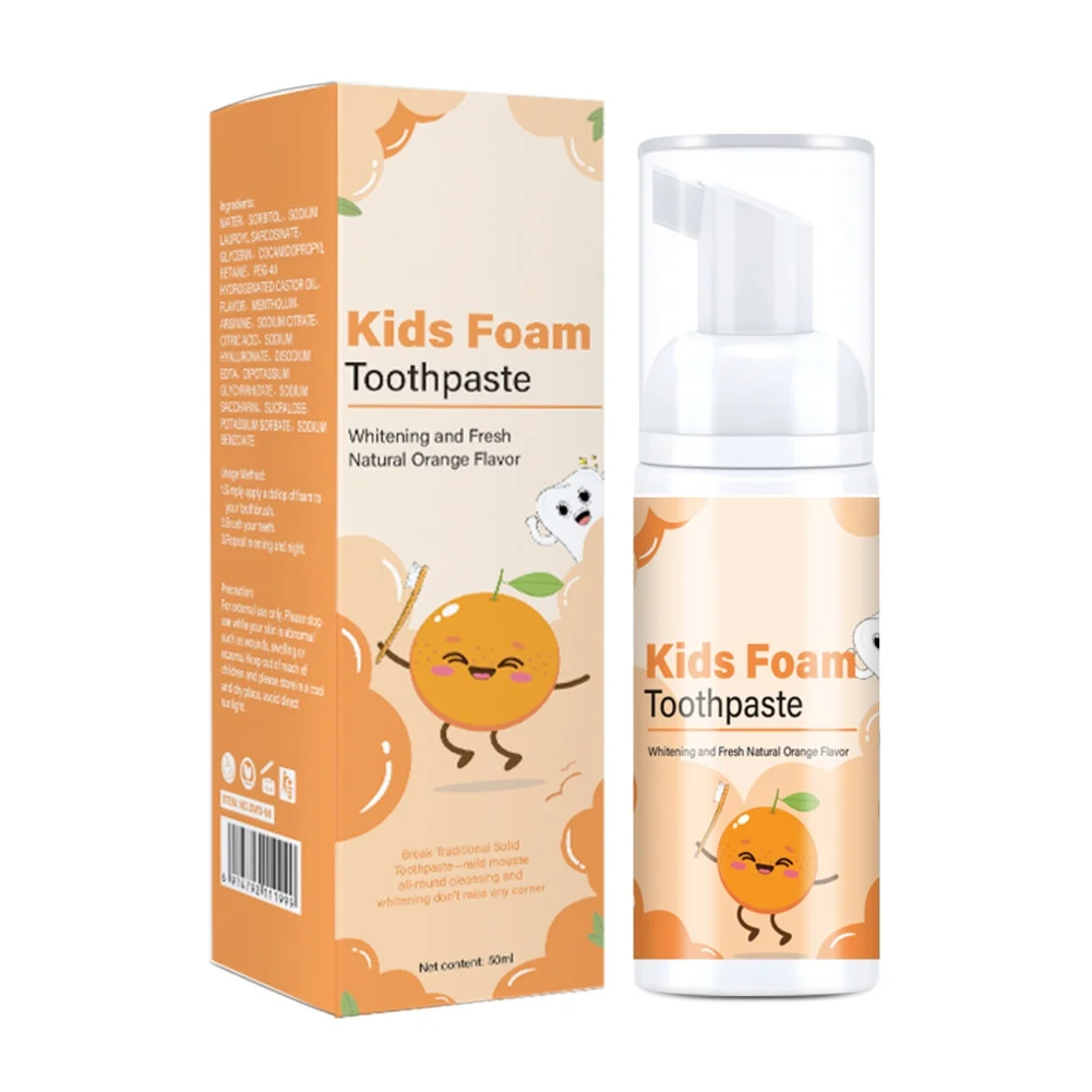 

50ml Kids Foam Toothpaste Stain Removal Tooth Mousse Oral Cleaning Whitening Dental Care Fruit Flavor Beauty Health Safe