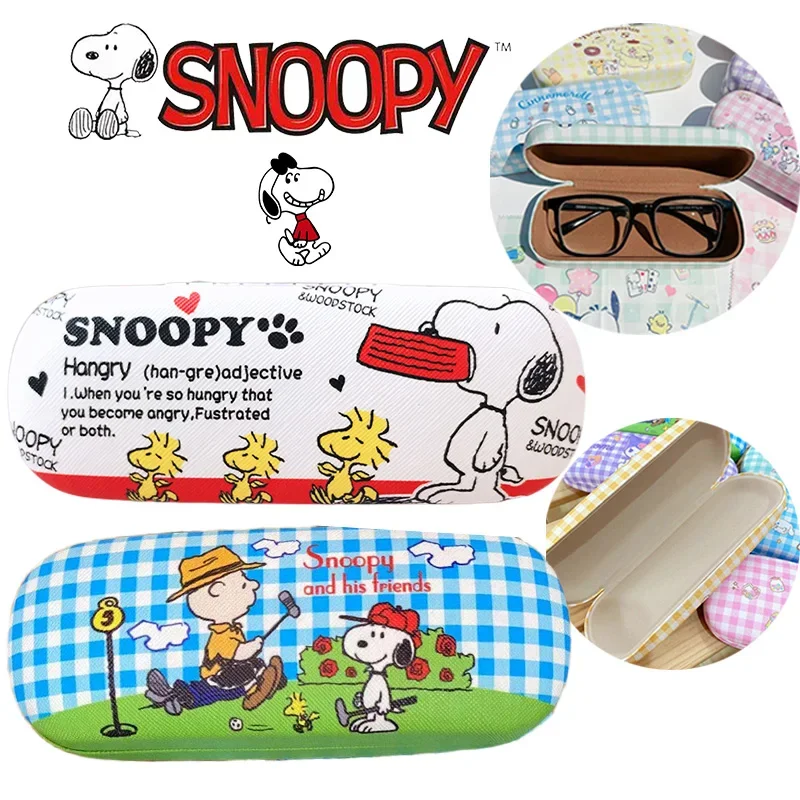 Snoopy – boîte de rangement de lunettes de lecture en cuir dur, boîte rectangulaire, support de lunettes de lecture, dessin animé, cadeau de personnalité, nouveau