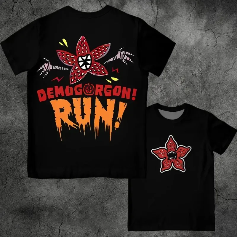Eddie Munson Stranger Vintage Print T-Shirt Demogorgon Kannibaler-Blume Hawkins Grafik-Tee Y2K Streetwear Damen-Oberteile Harajuku – Detail 8