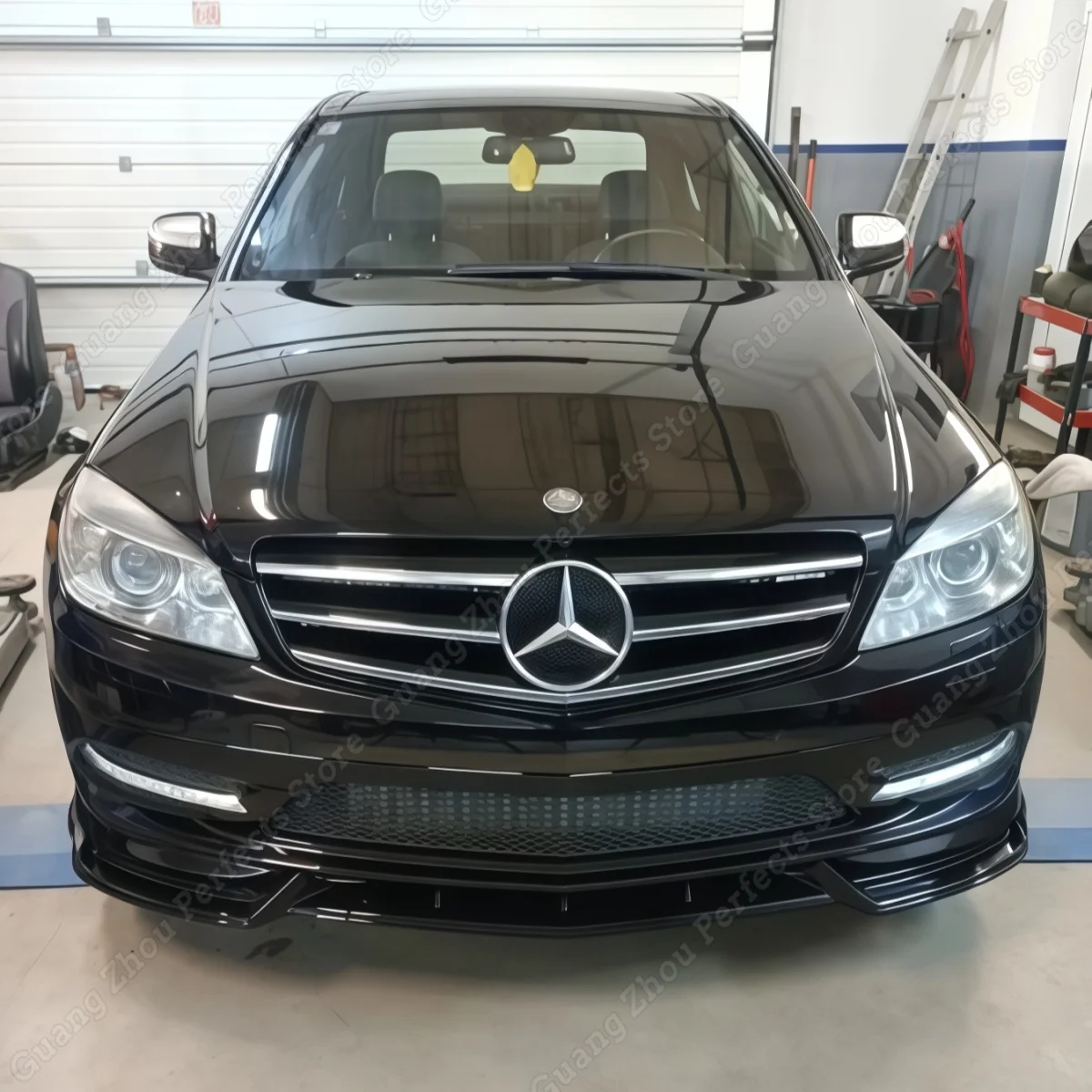 For Mercedes-Benz C Class W204 S204 C200 C220 C250 AMG Line 2007-2011 Pre-Facelift Car Front Bumper Lip Splitter Spoiler Bodykit view 2