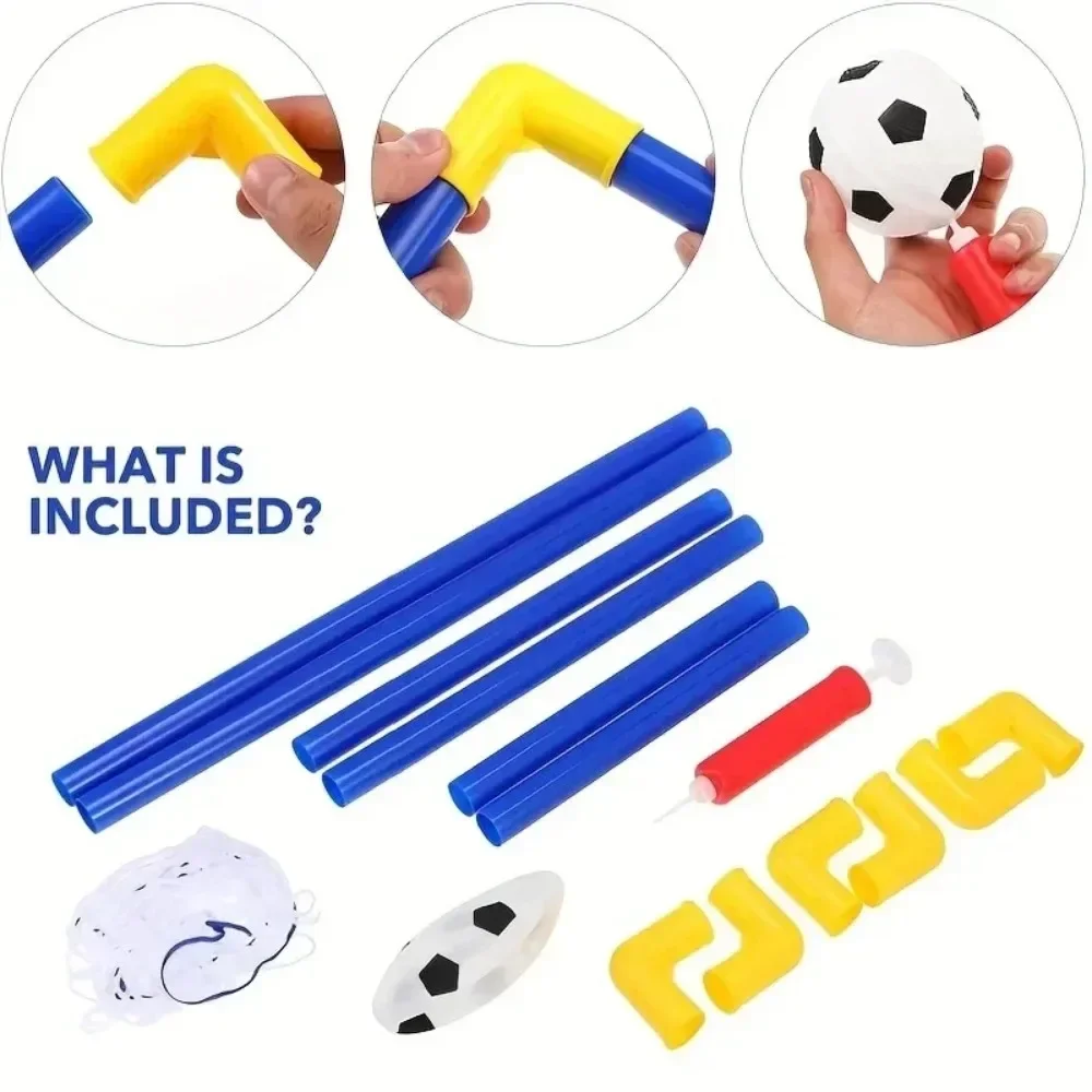 Portable Mini Soccer Goal Set, Easy Assembly Football Net with Ball, Indoor Backyard Lawn Outdoor Sports Training Game Toy view 3
