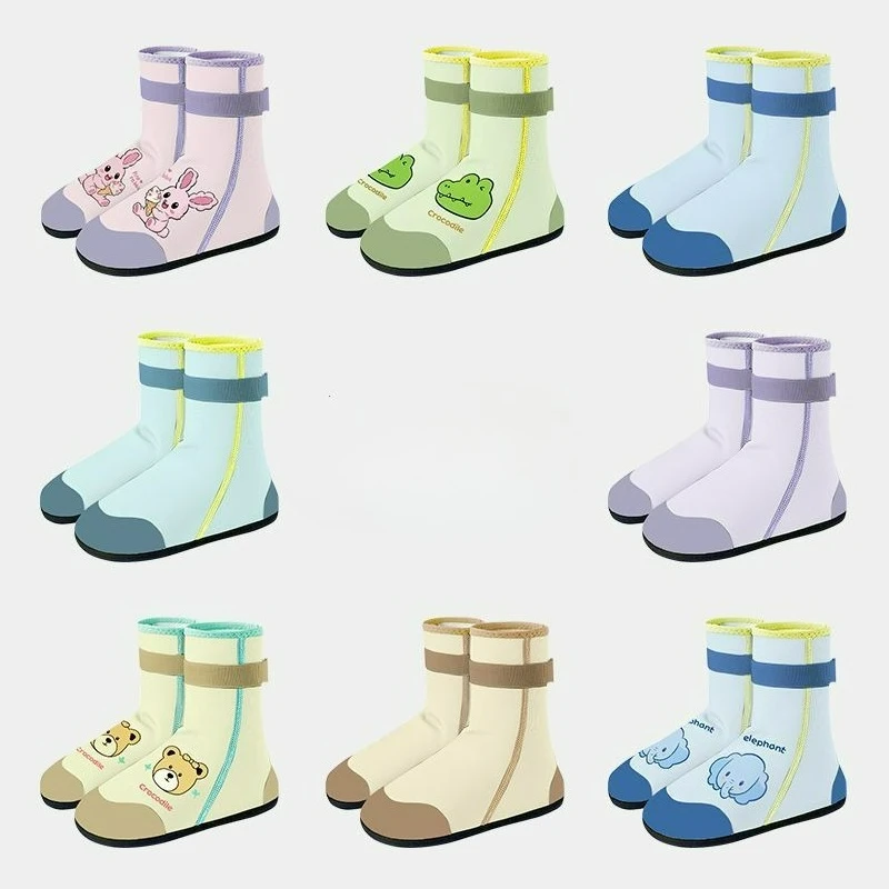 

Детские пляжные носки-тапочки с мультяшным принтом, удобные дышащие нескользящие аквашузы для мальчиков и девочек, высокие, для плавания