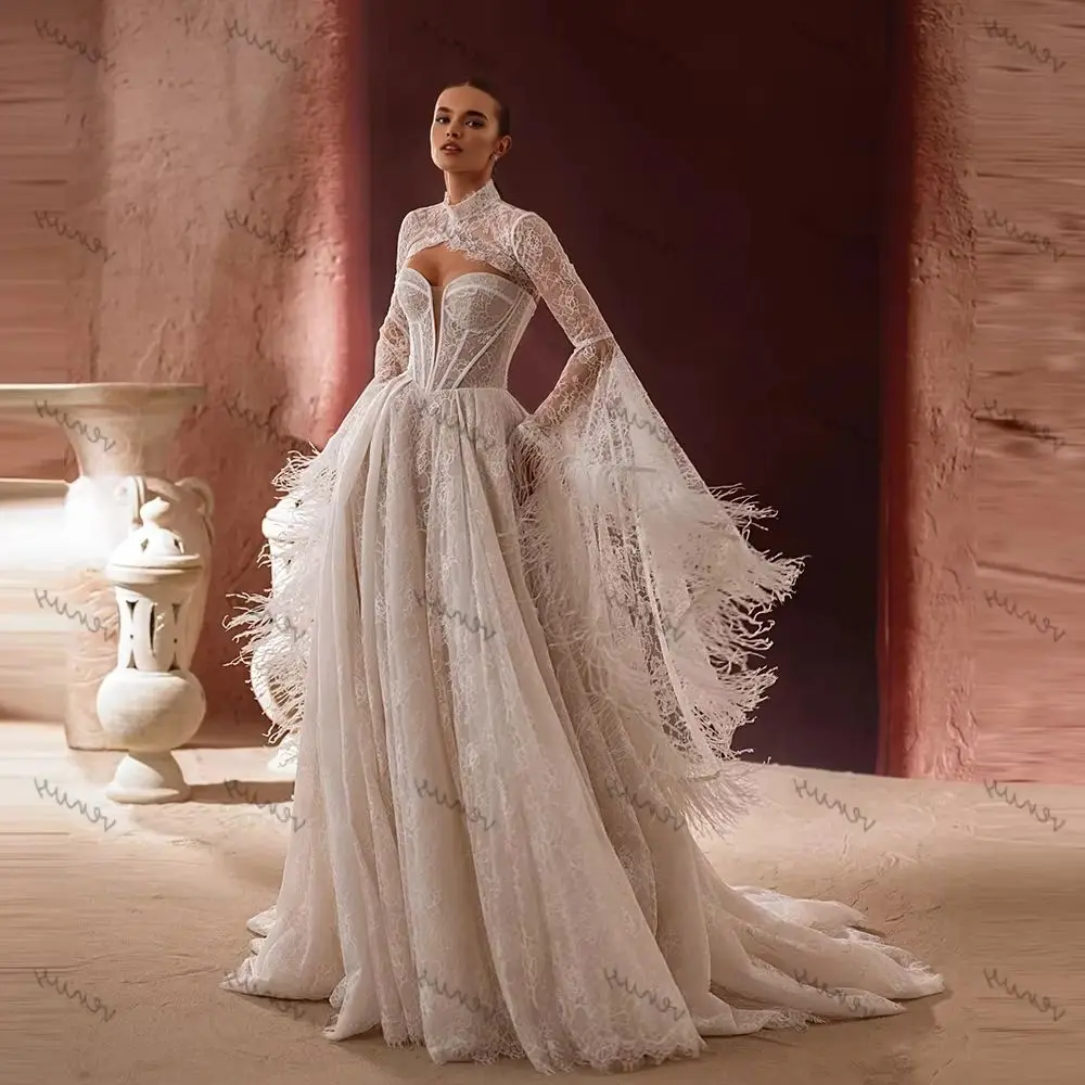 Vintage Wedding Dresses Bohemia Bridal Gowns Flare Sleeves Robes Elegant свадебное платье Luxury Vestidos De Novia Customized