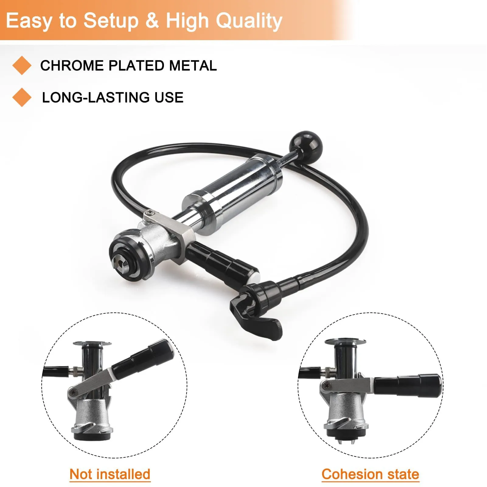 

Насос для бочонка для пива, система 4 дюйма D, хромированное железо, легко плотно герметичный кран для бочонка со шлангом для крана для вечеринок, пикника, мероприятий, насос для бочонка