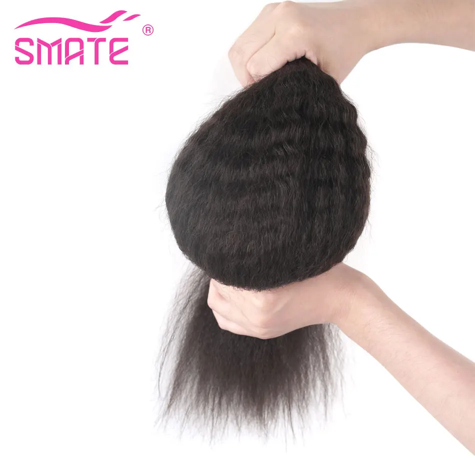 SMATE Kinky Straight Tape In Human Hair Extensions Remy Tape Hair Natural Black 100%Human Hair Extensions 12-26Inches 2.5G pc