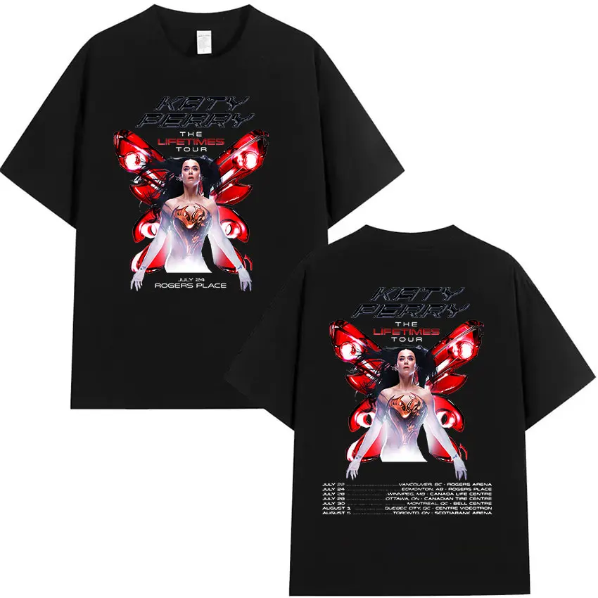 Katy Perry The Lifetimes Tour 2024 Print T Shirts Men Women Retro Harajuku Aesthetic T-Shirt Casual 100% Cotton Oversized Tshirt