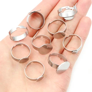 10pcs 6/8/10/12/14/15mm 304 스테인리스 스틸 골드 도금 조절 가능한 링 설정 블랭크베이스, 8-15mm 유리 카보 폰 DIY 10 최고의 판매 공백 링 -№4