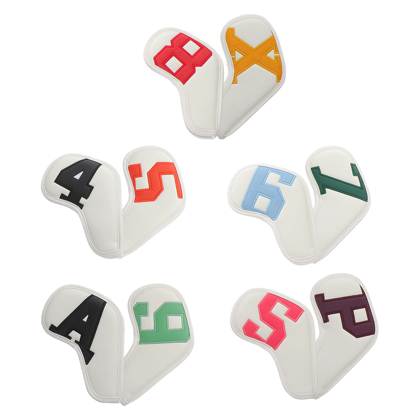 

10 Pcs Golf Club Head Covers Sports Accessories Iron Rod Putter Universal Equipment Protective PU Vibration Reduction Long