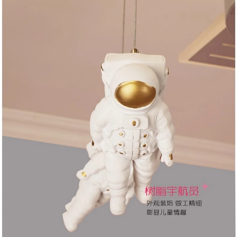 Children's Bedroom Chandeliers Planet Space Station Satellite Model Lamp, Boys' Room Lamp Space Element Indoor Lamp