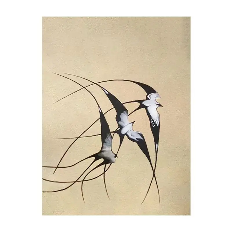 New Chinese Style Swallow Flower and Bird Oil Painting Handmade Oil Painting For Home Decoration Bedroom Restaurant Living Room