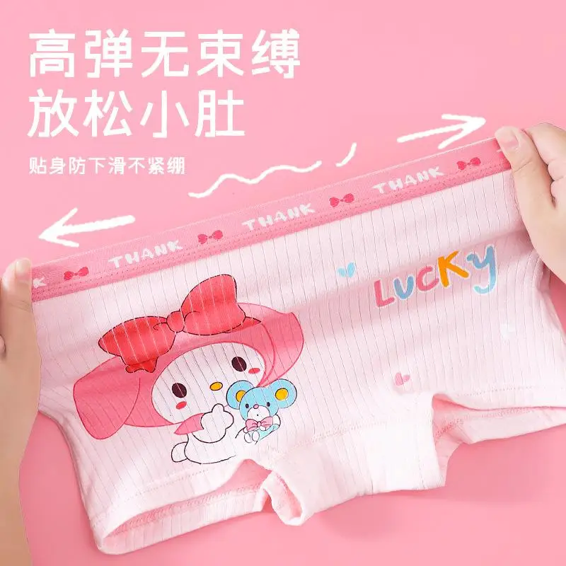 4 قطعة سانريو جديد بنات Kawaii أنيمي ملابس داخلية قطنية Kuromi طالب الكرتون شقة الزاوية السراويل موضة لينة الراحة أسفل السراويل