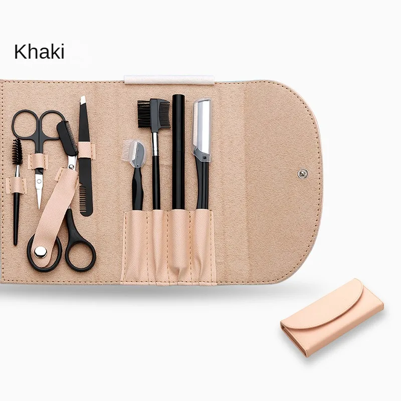 Kit de aliciamento de sobrancelha 8 peças com modelador de sobrancelha, lápis de sobrancelha e pinça para mulheres e homens, conjunto completo