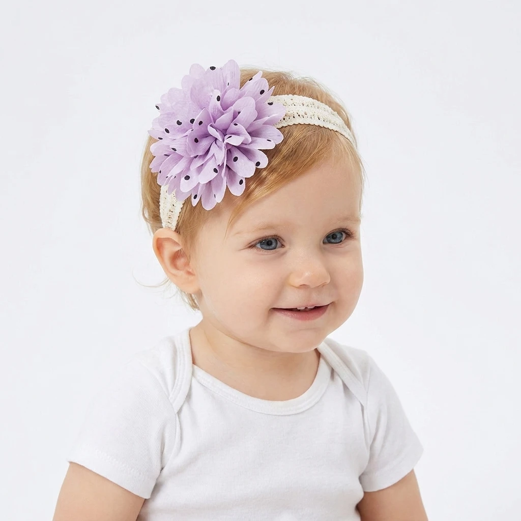 New Baby Lace Elastic Headband Cute Polka Dot Flower Infant Headband Children's Hair Accessories