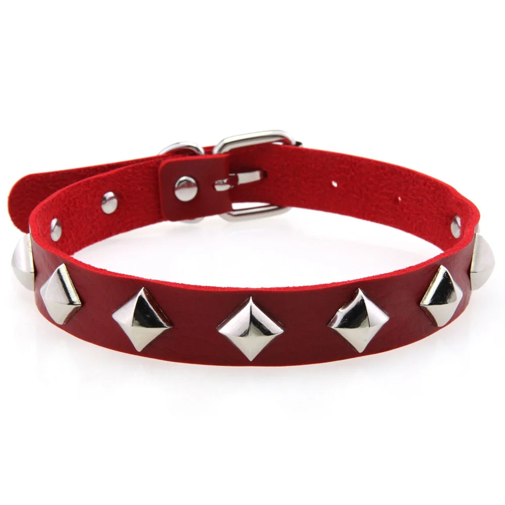 Cool Punk Gothic Rivet PU Leather Choker Necklace For Women Men Choker PU Leather Collar Studded Rock Necklace