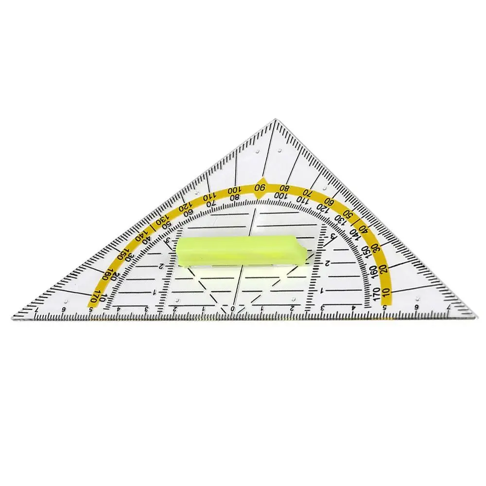 Durable Plastic Set Square Transparent Drafting Tools Triangle Ruler Geometry With Handle Scale Ruler Students Gift