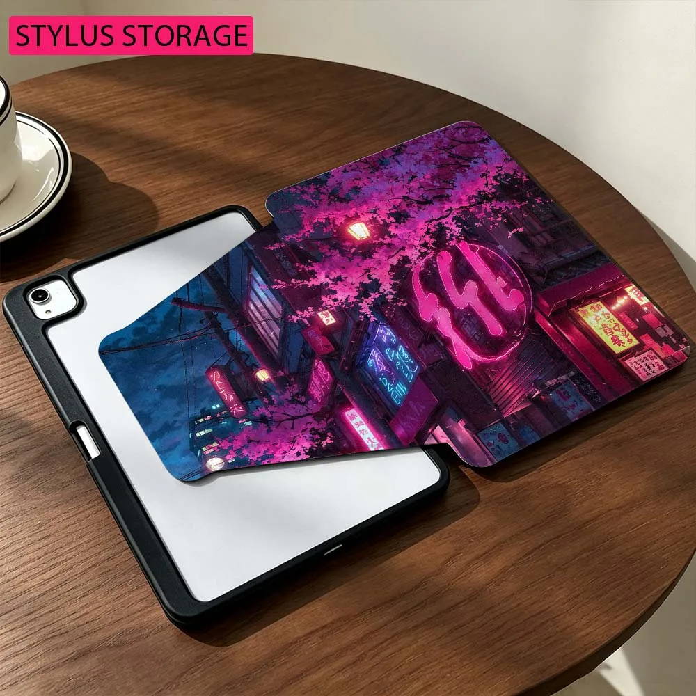 Japan Street Mountain For Samsung Galaxy Tab S9 S10 S11 14.6 13.1 inch FE Ultra 360° Rotation Stylus Storage Tablet Case