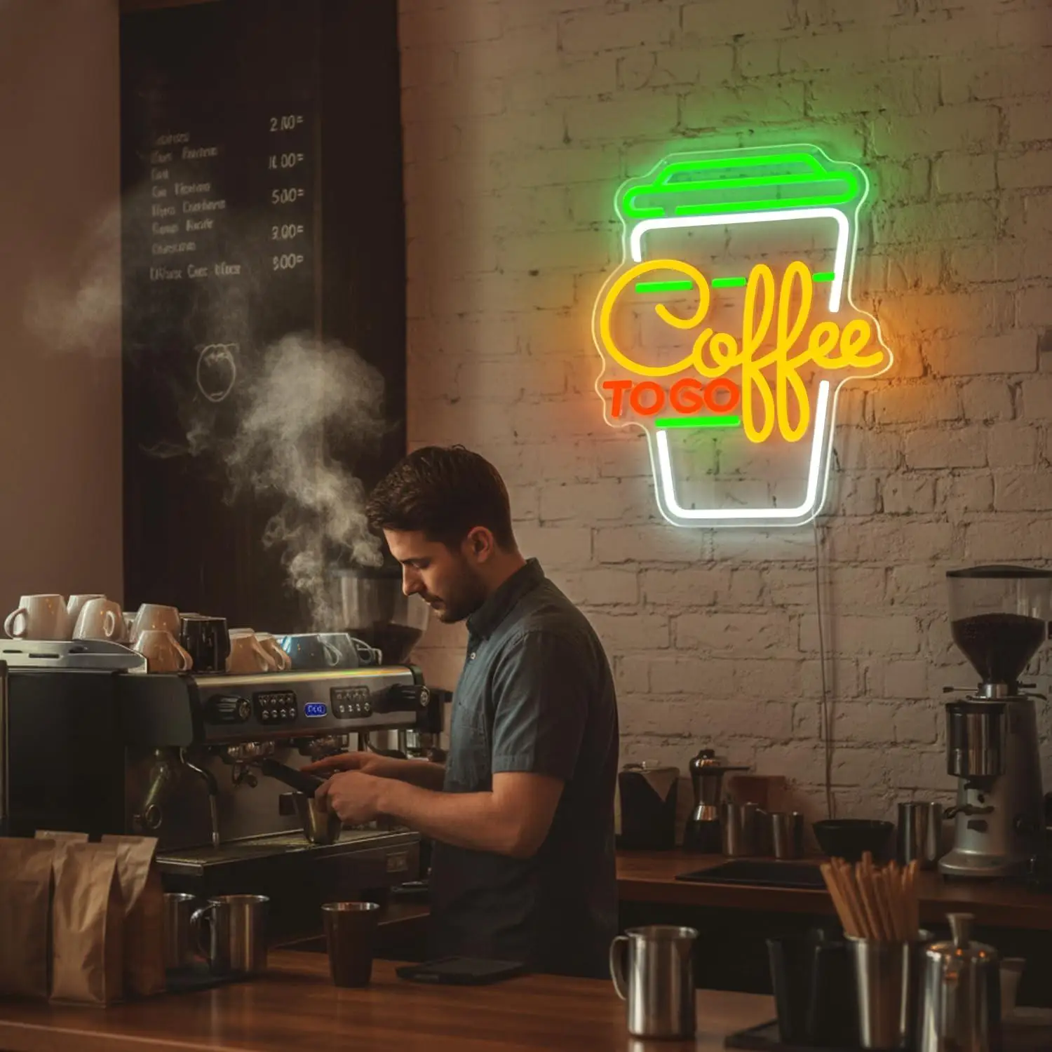 USB Dimmable 'Coffee' Neon Sign - alternate angle