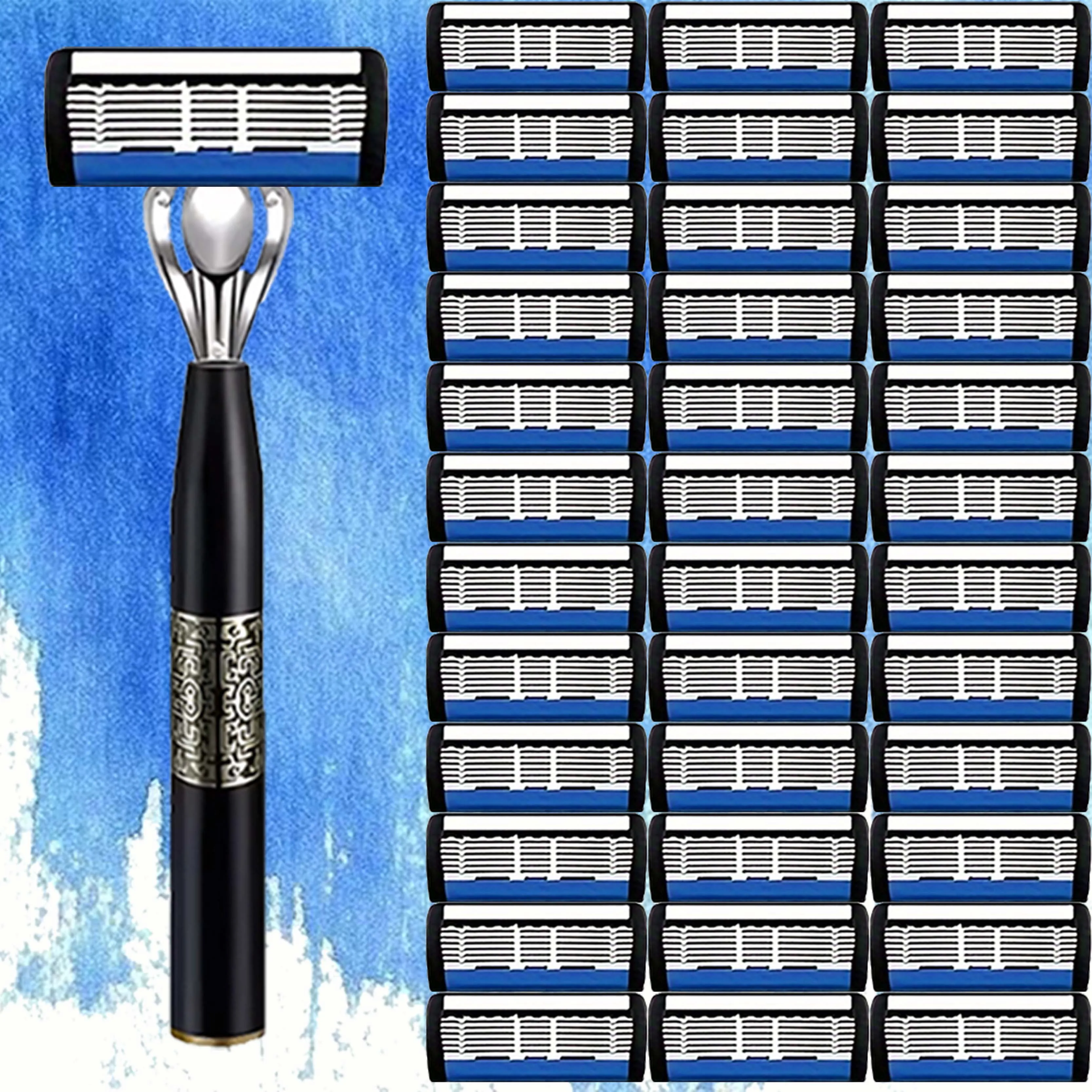 ماكينة حلاقة رجالية راقية بمقبض مضاد للانزلاق، شفرة حادة وناعمة من الفولاذ المقاوم للصدأ، حلاقة غير مؤلمة، هدية مثالية للمهرجانات #1