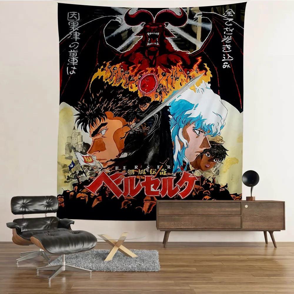 

Berserk Japanese Anime DIY Wall Tapestry Hanging Tarot Hippie Wall Rugs Dorm Home Decor