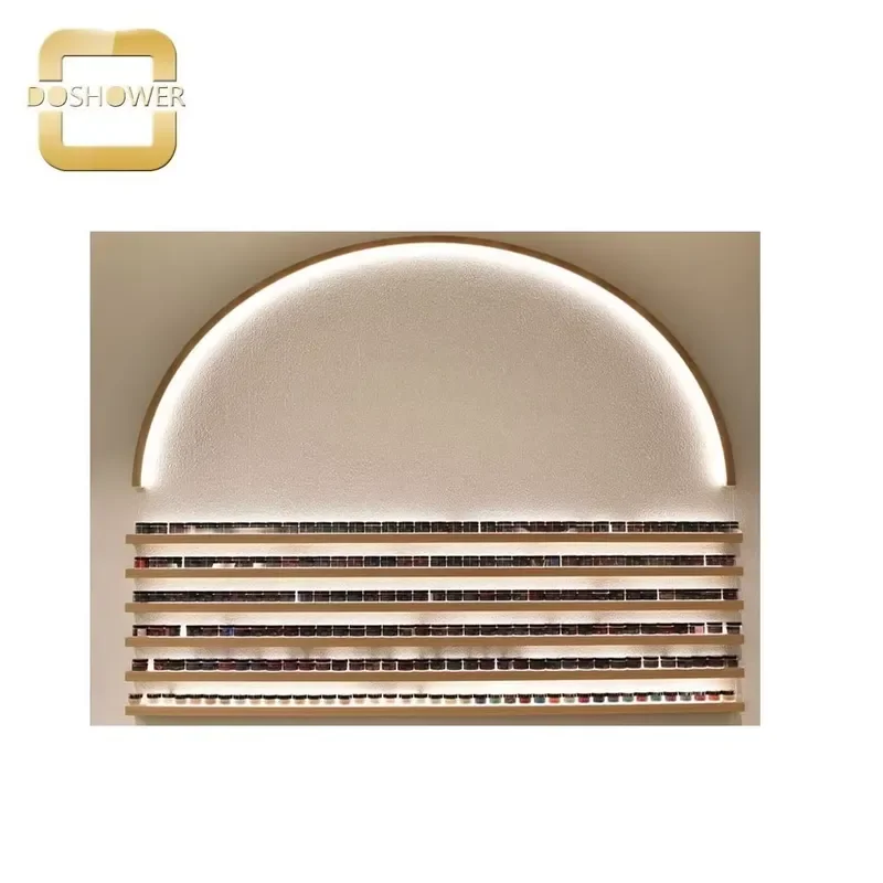 LED Lighted Nail Polish Display Shelf Deluxe Acrylic Powder Organizer Rack for Spa Salon Furniture Storage Stand Holder Set