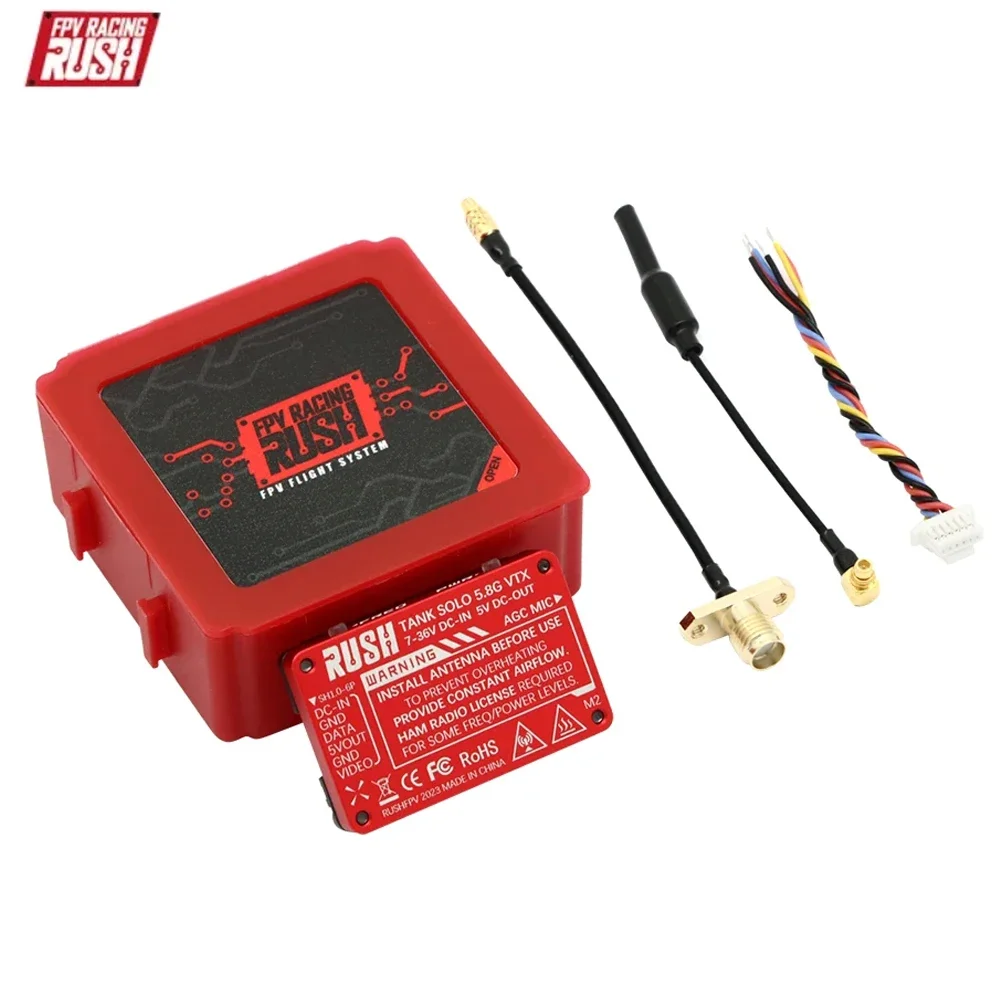 RUSH Solo High Power VTX Transmissor de Vídeo, Microfone Embutido, Estrutura de Dissipação de Calor para RC FPV Drone, DIY, 5.8GHz, 1.6W