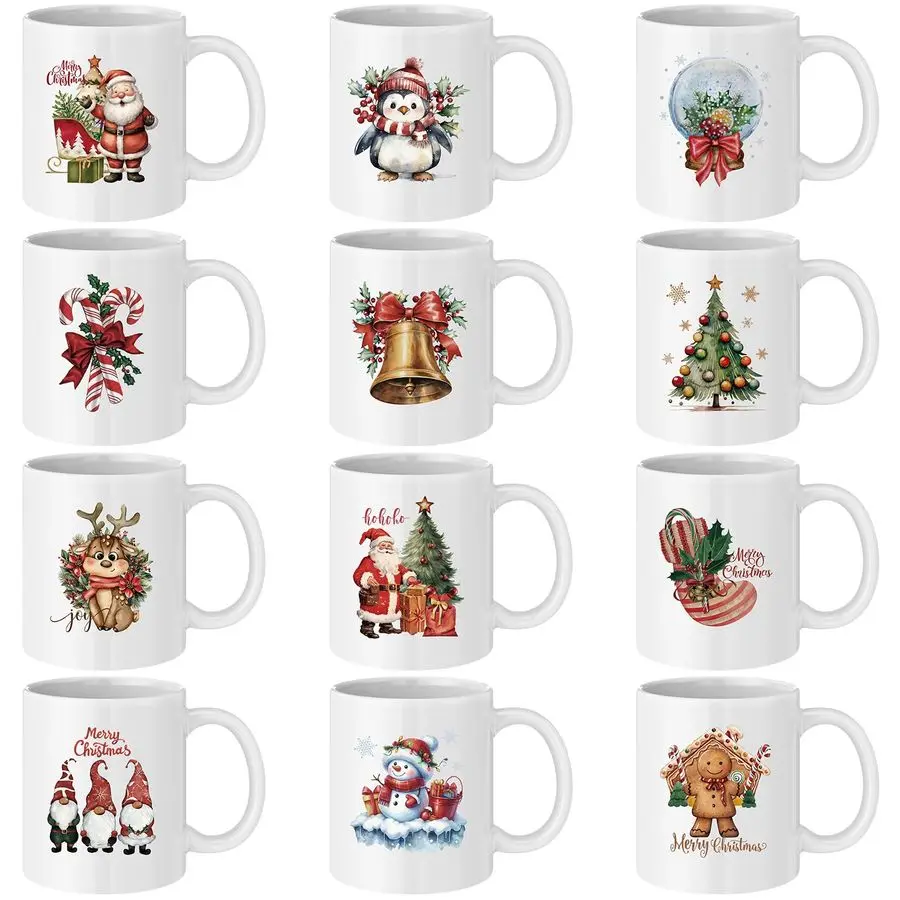 

Pcs Christmas Coffee Mugs 12 oz Vintage Snowman Gingerbread Reindeer Funny Ceramic Mugs for Hot Cocoa and Latte Ceramic Winter H