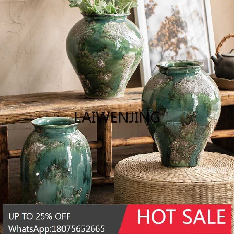 LYN Jingdezhen Fengke Hydroponic Ceramic Vase Countertop Coarse Pottery Flower Ornament Decoration