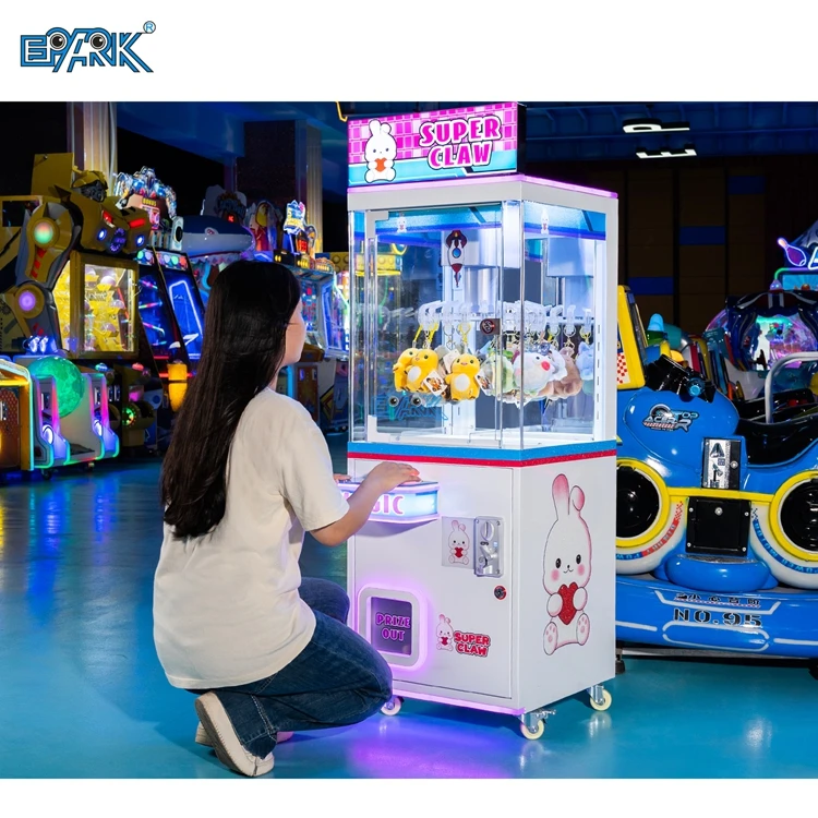 Super Claw Mini Arcade Crane Machine Cheap Doll Vending Toy Coin Operated 1-Year Warranty Metal Construction English Language