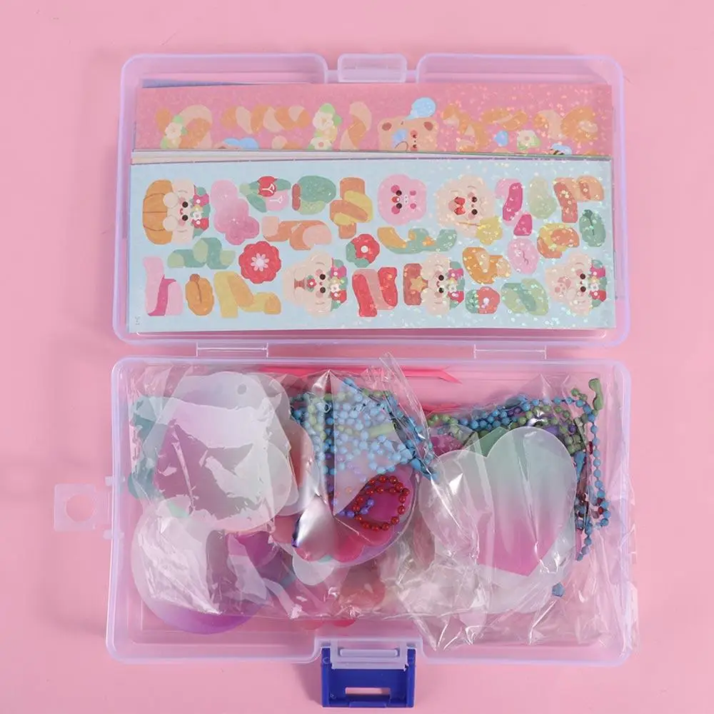 Storage Box Scrapbooking Handbook Full Set DIY Handbook Material Sticker Guka Sticker Set DIY Keychain Making Kit DIY Keyring