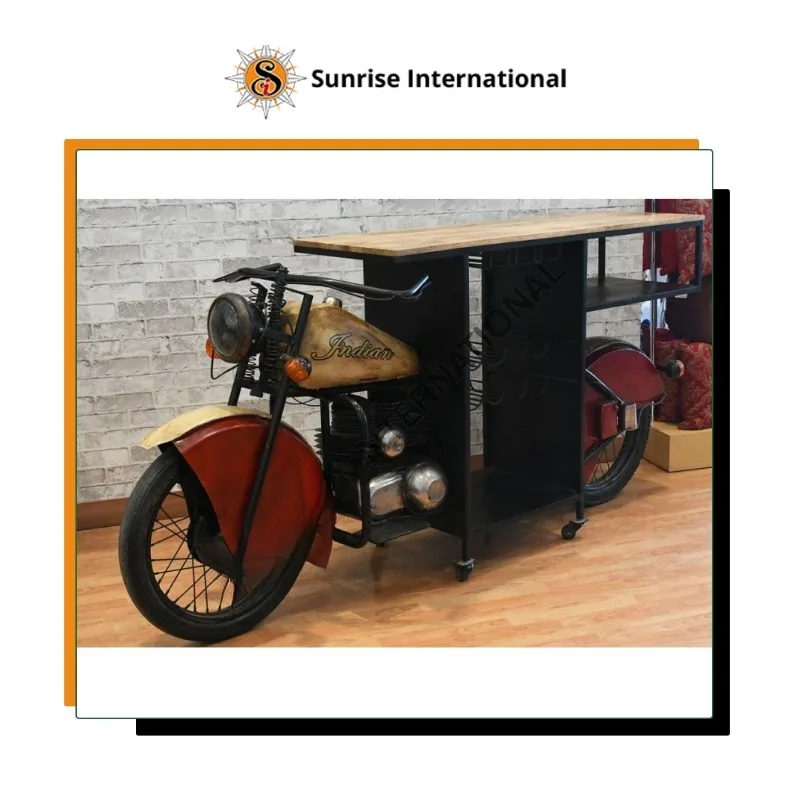 Automobile Furniture Manufacturer of Superior Quality Motorcycle Design Bar Table Cabinet Rack for Home & Restaurant