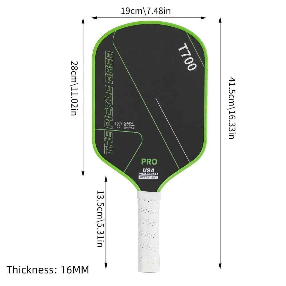 Moda T700 Pickleball Paddle 16MM Superficie smerigliata Racchette da pickleball Set Forniture di gioco professionali leggere in fibra di carbonio