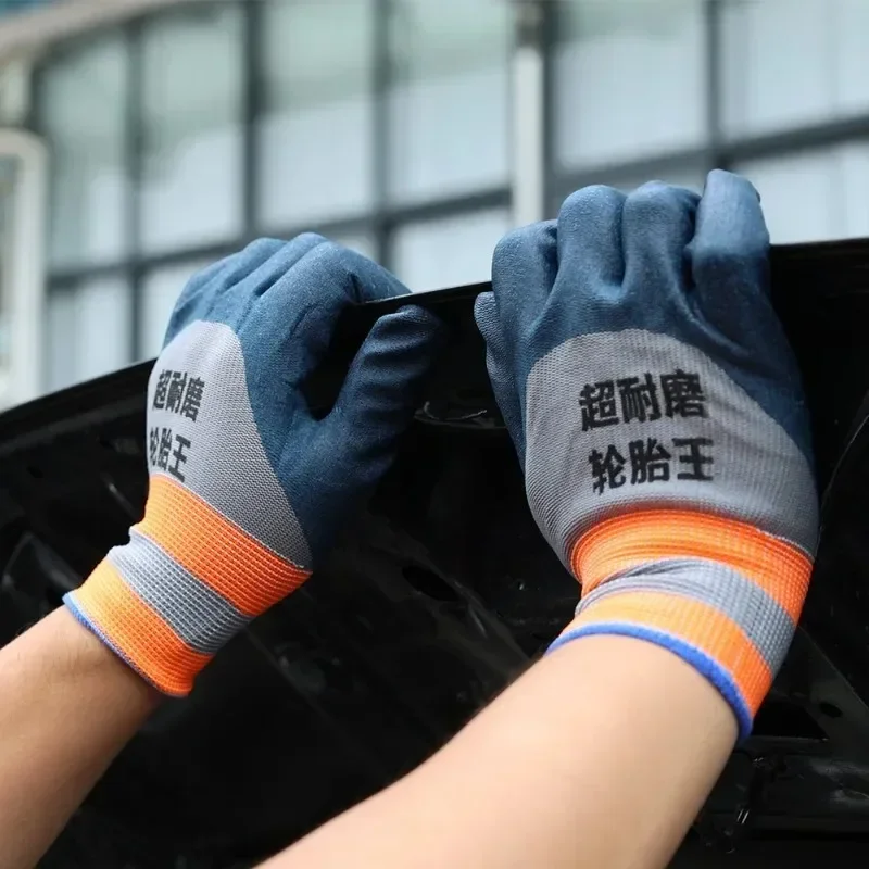 Breathable Tire Rubber Safety Work Gloves Wear-resistant Anti Slip Breathable Gloves for Construction Car Repair Garden Handling