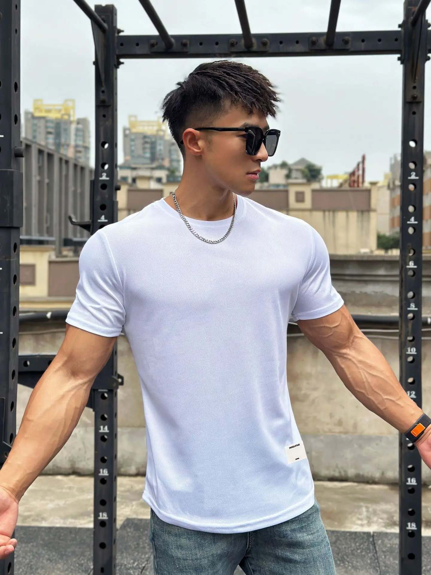 2024 new Men Summer Short Sleeve Fitness T Shirt Running Sport Gym Muscle T Shirt Workout Casual High Quality Tops Clothing