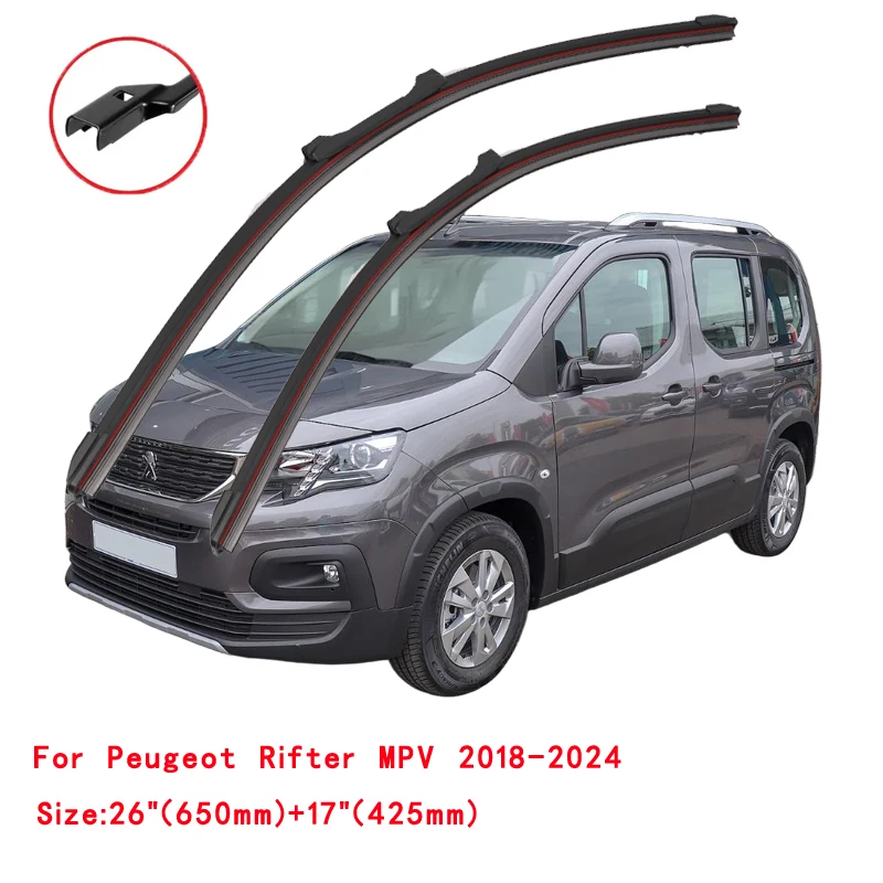 For Peugeot Rifter MPV 2018 2019 2020 2021 2022 2023 Car Accessories Window Brush Double Rubber Windshield Wiper Blades