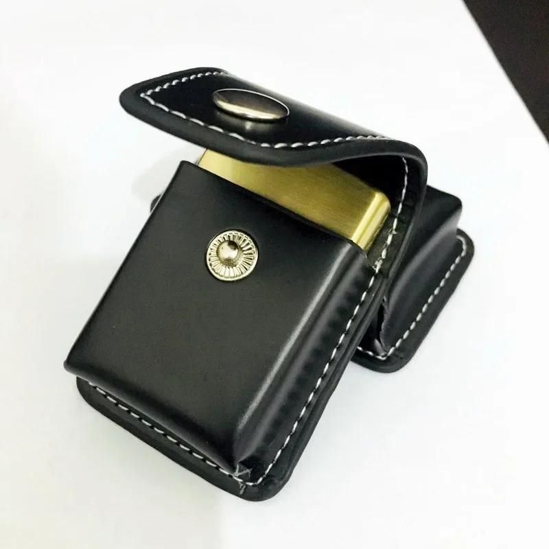 1pc Handmade Flap Genuine Leather Lighter Pouch Case with Pocket Belt Loop Smoking Accessories