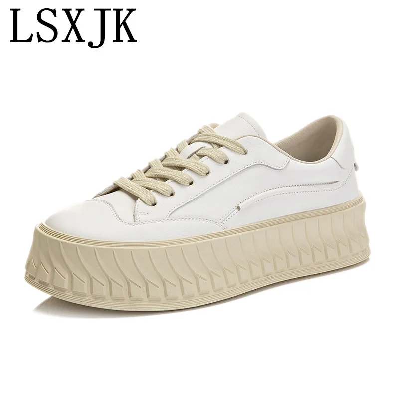 

Genuine Leather Women's Shoes 2022 Summer New Women's Shoes All-Match Fashion Platform Shoes Flat Sports White Shoes