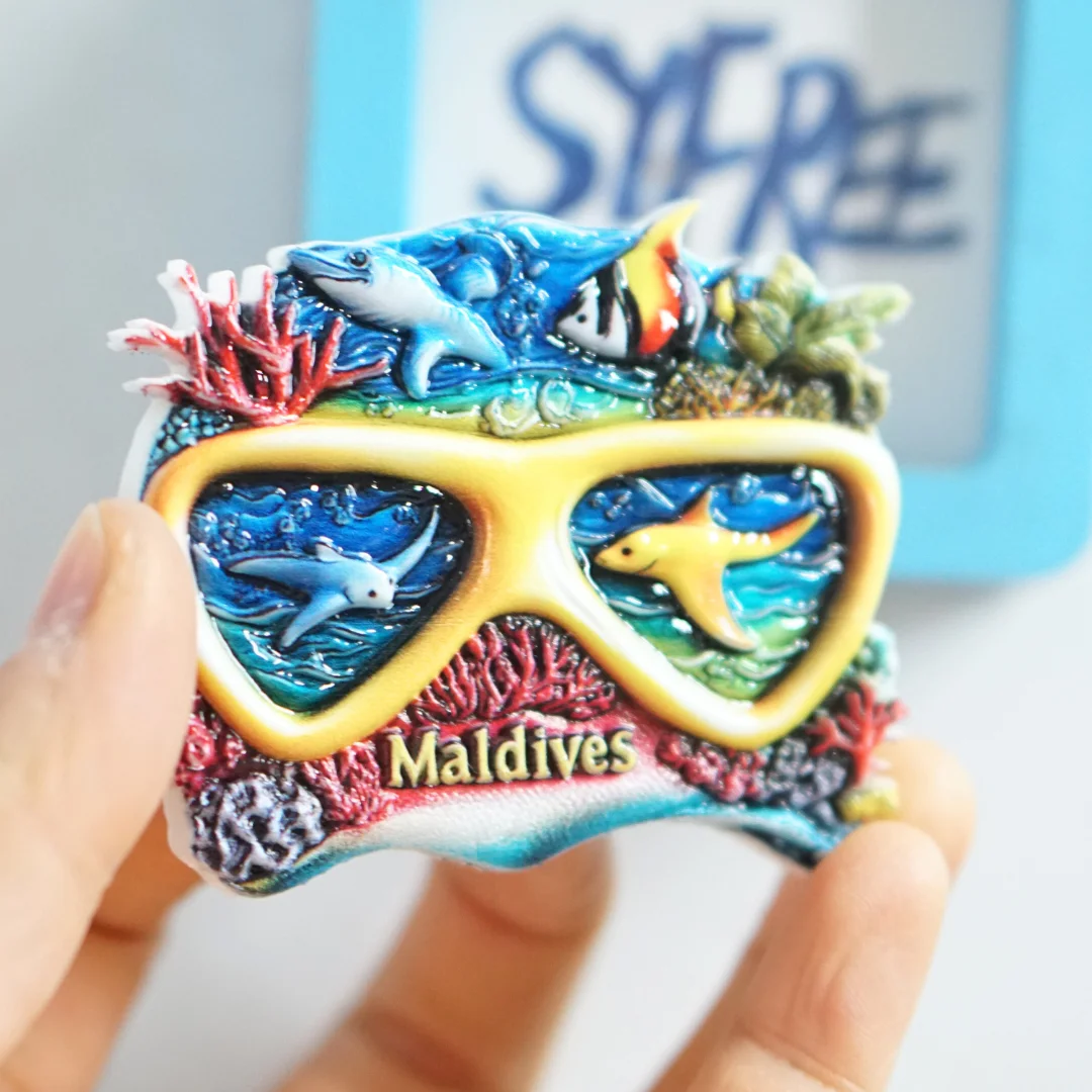 قطعة واحدة، مغناطيس ثلاجة مالديف، مغناطيس ثلاجة المناظر البحرية، مغناطيس ثلاجة المحيط، مغناطيس ثلاجة مشهد جزر المالديف، ثلاجة شجرة جوز الهند #4