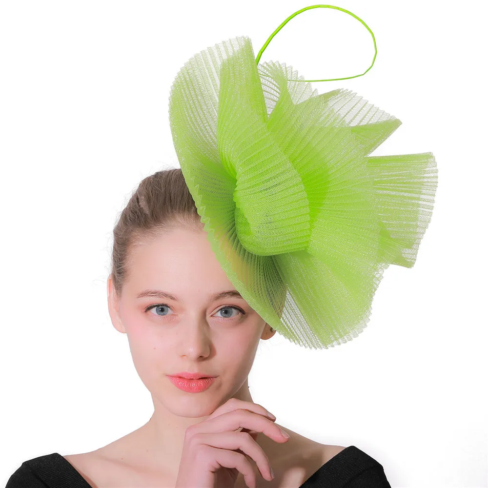 

Large Chiffon Flower Fascinator Hat with Headband Clip, Bridal Wedding Cocktail Tea Party Headwear for Women