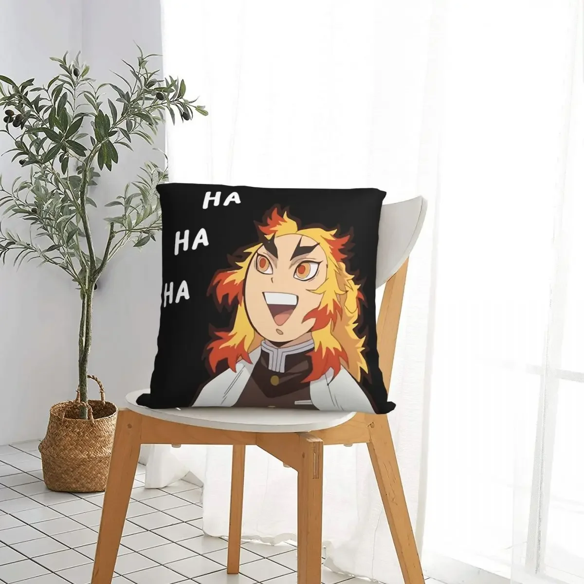 Kyojuro Rengoku Funny HA HA HA Throw Pillow Case Meme Short Plus Cushion Covers For Home Sofa Chair Decorative Backpack