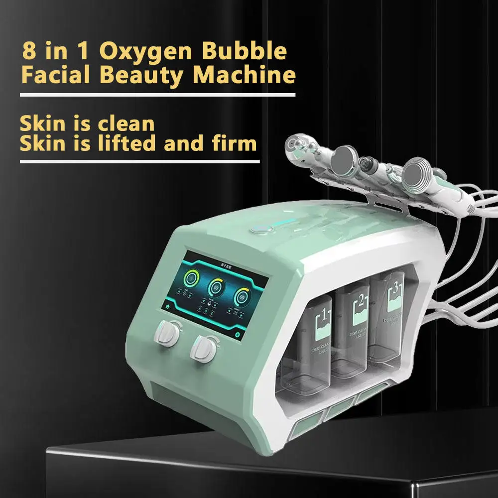 8in1 Oxygen Facial Jet Peel Machine Remove Wrinkle Whitening Deep Cleaning Shrink Pores Hydra Jet Peel Facial Machine