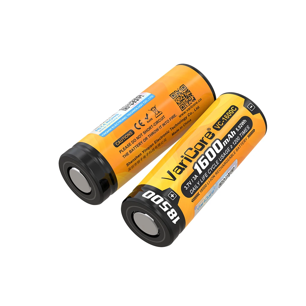 VariCore VC-1600C 18500 1600mAh 3.7V ليثيوم أيون بطارية قابلة للشحن لمصباح ليد جيب كاميرا رقمية لعبة كهربائية