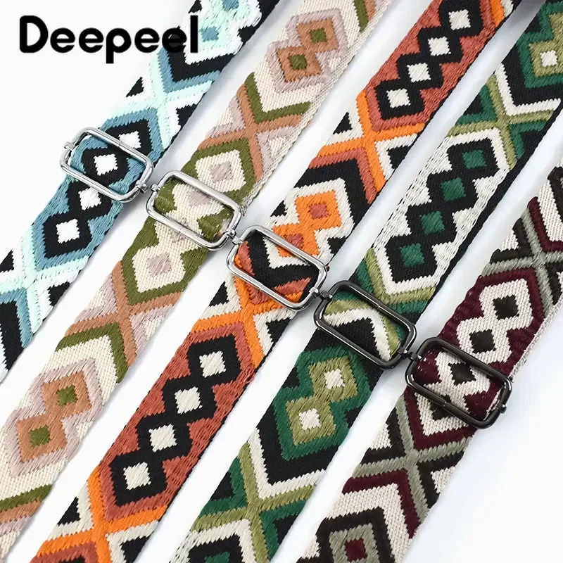 Deepeel 3.8cm Fashion Canvas Webbing Color Jacquard Straps 80-130cm Regulowany pasek na ramię Crossbody Akcesoria do toreb damskich